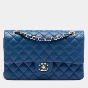 مملوكة مسبقًا Chanel Blue Medium Classic Lambskin Double Flap