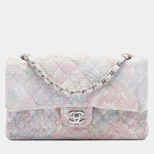 مملوكة مسبقًا Chanel Pink Medium Classic Tweed Camellia Double Flap