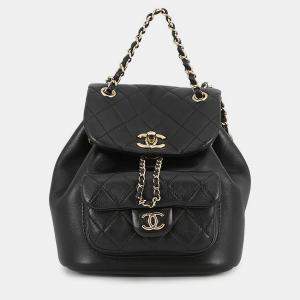 Pre Owned Chanel Matelasse Dumas Backpack Black Lambskin