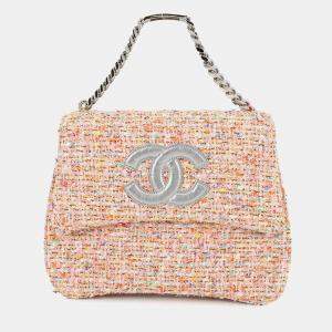 مملوكة مسبقًا Chanel Cc Logo Chain Handbag Pink Tweed