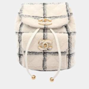 مملوكة مسبقًا Chanel Coco Mark Backpack Fabric White Black