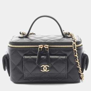 Pre Owned حقيبة كتف شانيل ماتلاسيه جلد عجل بقري أسود