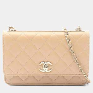مملوكة مسبقًا Chanel Trendy Cc Matelasse Shoulder Bag In Beige Lambskin Leather
