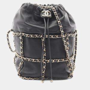 مملوكة مسبقًا Chanel Coco Mark Shoulder Bag Lambskin Leather Black