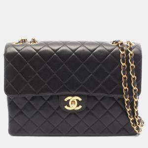 مملوكة مسبقًا Chanel Deca Matelasse 30 Single Flap Shoulder Bag In Lambskin Leather Black