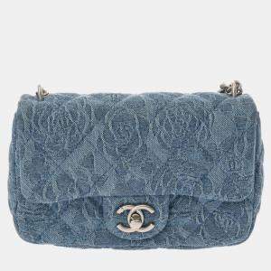 Pre Owned Chanel Matelasse Mini Flap Bag Blue Denim