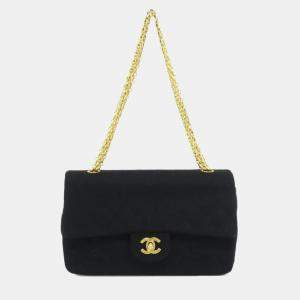 Pre Owned Chanel Black Canvas Shoulder Bag