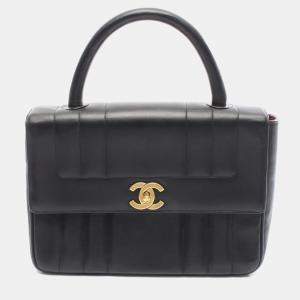 Pre Owned Chanel Mademoiselle Handbag Lambskin Leather Black