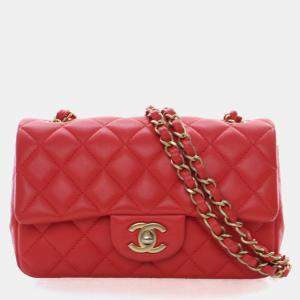 Pre Owned Chanel Mini Lambskin Rectangular Classic Flap Bag