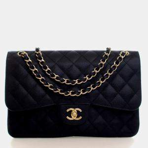 Pre Owned Chanel Jumbo Caviar Classic Double Flap Bag