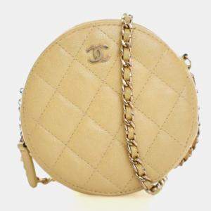 Pre Owned Chanel Caviar Round Clutch With Chain