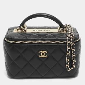 مملوكة مسبقًا Chanel Trendy CC Black Quilted Leather Vanity Case Bag
