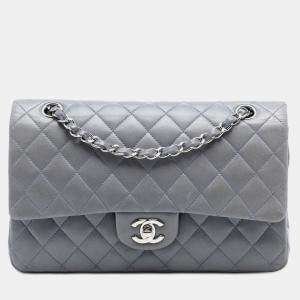 مملوكة مسبقًا Chanel Medium Classic Grey Lambskin Double Flap