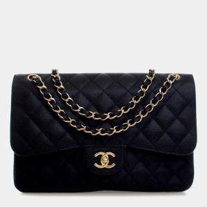 مملوكة مسبقًا Chanel Black Jumbo Classic Caviar Double Flap
