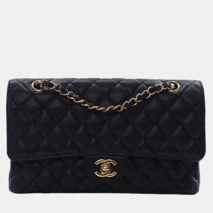 مملوكة مسبقًا Chanel Black Medium Classic Caviar Double Flap
