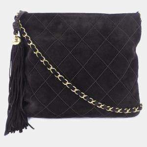 مملوكة مسبقًا Chanel Brown Quilted Suede Tassel Crossbody