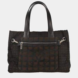 مملوكة مسبقًا Chanel Brown Jacquard Nylon Travel Line Tote Handbag