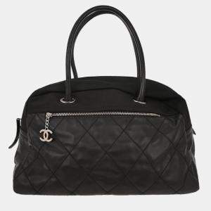 Pre Owned Chanel Black Leather Paris-Biarritz Duffle Handbag