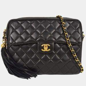 Pre Owned Chanel Black Lambskin Camera Bag Large