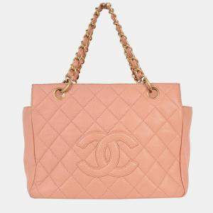 Pre Owned Chanel Pink Calfskin Tote Chain Handbag