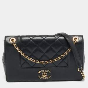 Pre Owned Chanel Mademoiselle Black Quilted Leather Flap Bag