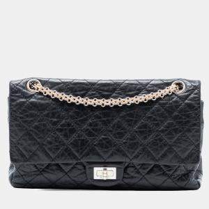 Pre Owned Chanel Black Quilted Aged Calfskin Reissue 2.55 Double Flap 226