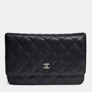 Pre Owned Chanel Black Leather Caviar WOC Mini Crossbody Bag
