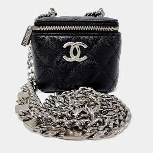 Pre Owned حقيبة شانيل فانيتي كو كو سلسلة جلد كافيار سوداء