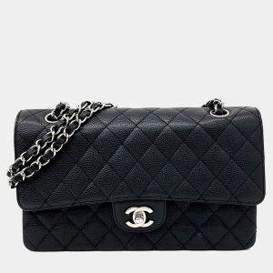 Pre Owned Chanel Black Caviar Leather Classic Medium Handbag