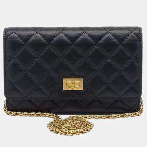 Pre Owned Chanel Black Leather Vintage 2.55 WOC Mini Crossbody Bag