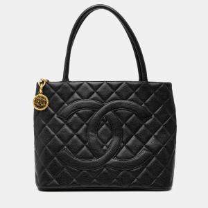 Pre Owned Chanel Black Caviar Medallion Tote