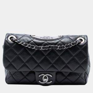 Pre Owned Chanel Black Paris Dallas Small Quilted Calfskin Flap
