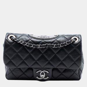 Pre Owned Chanel Black Paris Dallas Small Quilted Calfskin Flap