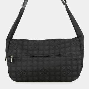Pre Owned Chanel New Travel Messenger Bag Black Nylon