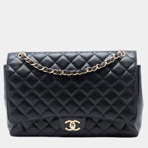 مملوكة مسبقًا Chanel Black Maxi Classic Caviar Double Flap
