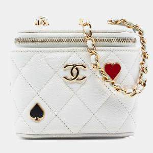 مملوكة مسبقًا Chanel White Mini Caviar Coco Casino Vanity Case