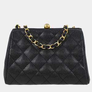 Pre Owned Chanel Black Calfskin Shoulder Bag
