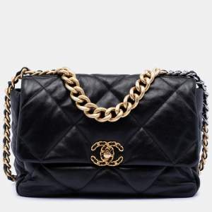 مملوكة مسبقًا Chanel Black Large Lambskin 19 Flap