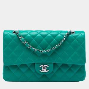مملوكة مسبقًا Chanel Blue Medium Classic Lambskin Double Flap