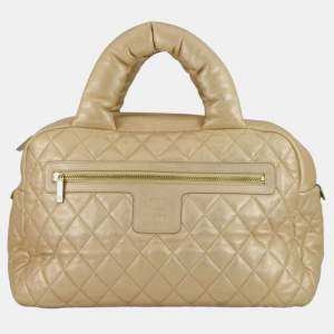 مملوكة مسبقًا Chanel Gold Quilted Metallic Lambskin Coco Cocoon Bowler Bag
