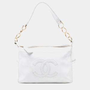 مملوكة مسبقًا Chanel White CC Caviar Chain Shoulder Bag