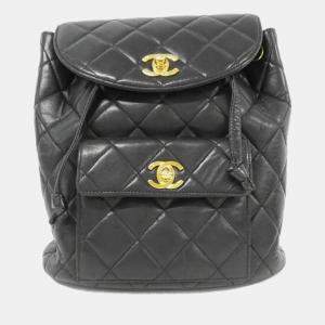 Pre Owned Chanel Black Lambskin Backpack