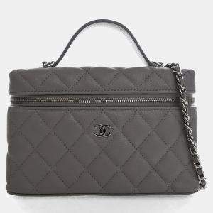 مملوكة مسبقًا Chanel Mini Grey Caviar Slim Vanity Top Handle With Chain