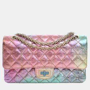 Pre Owned Chanel Crumpled Calfskin Reissue 2.55 Flap Bag 225