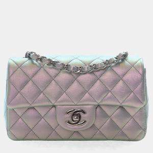 Pre Owned Chanel Mini Iridescent Calfskin Rectangular Classic Flap Bag