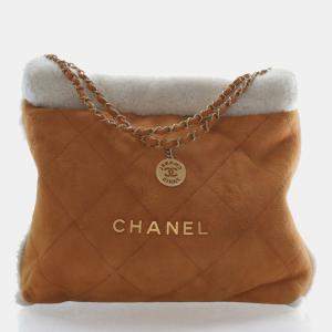 Pre Owned Chanel Large Shearling 22 Hobo