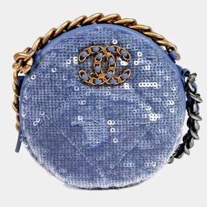 مملوكة مسبقًا حقيبة شانيل بلو سكوينز 19 صغيرة دائرية كروس بودي