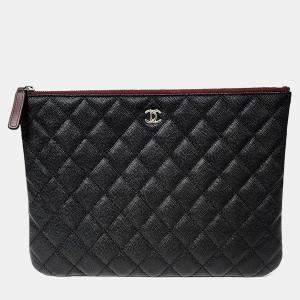 مملوكة مسبقًا Chanel Black Leather Caviar Clutch New Medium