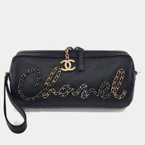 مملوكة مسبقًا Chanel Black Leather Chain Bowling Bag