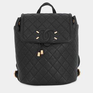 مملوكة مسبقًا Chanel Filigree Backpack Black Caviar Leather
